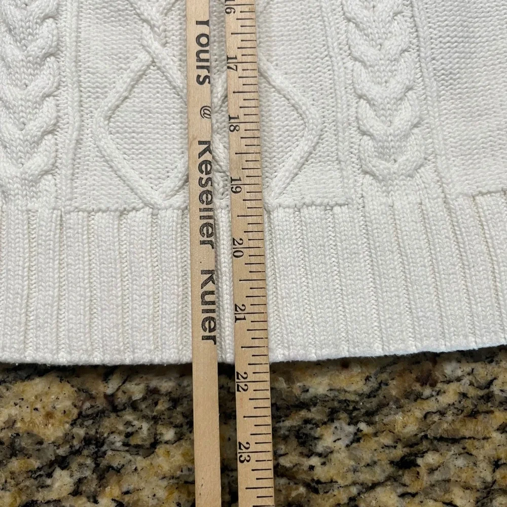 Gap Womens Ivory Cable Knit Crewneck Sweater Medium White Raglan Long Sleeve
